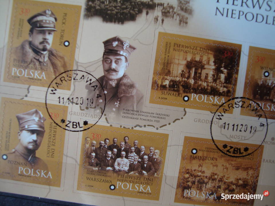 Pierwsze Dni Niepodległości dwa arkusze znaczków Tychy