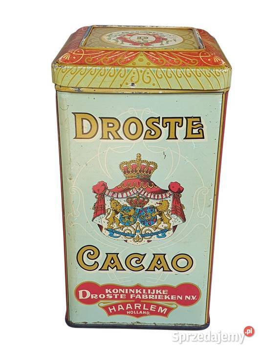 Stara metalowa puszka kakao Droste Cacao lata 70 Cieszyn