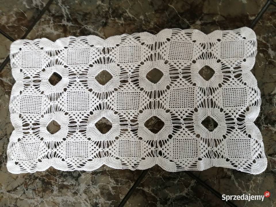 58 x 33 serwetka szydełkowa biała handmade Obrusy i serwety
