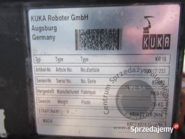 Robot przemysłowy Kuka KR16 z kontrolerem Magnice