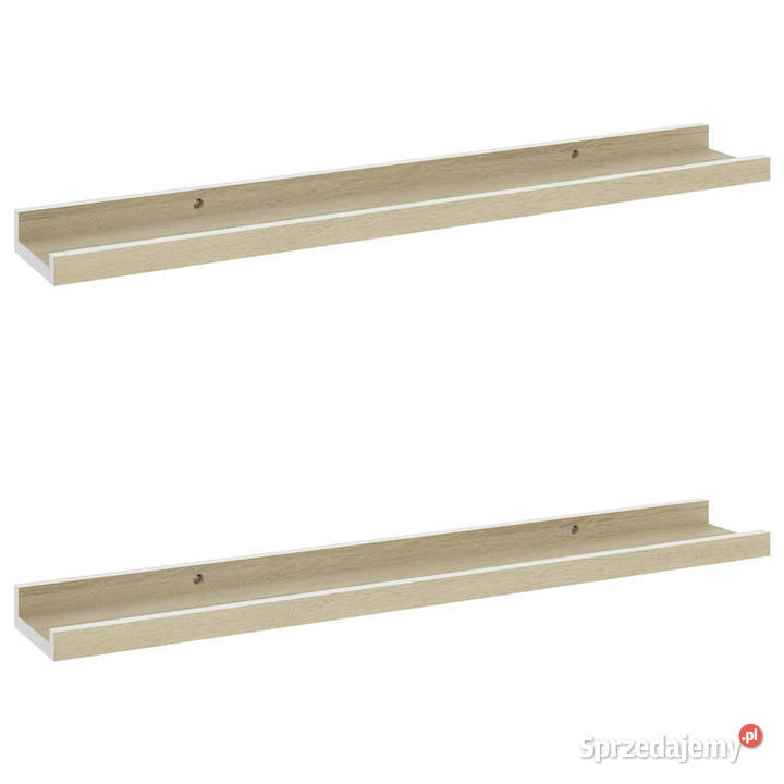 Półki ścienne 2 biel i dąb sonoma 60x9x3 Półki mazowieckie Warszawa