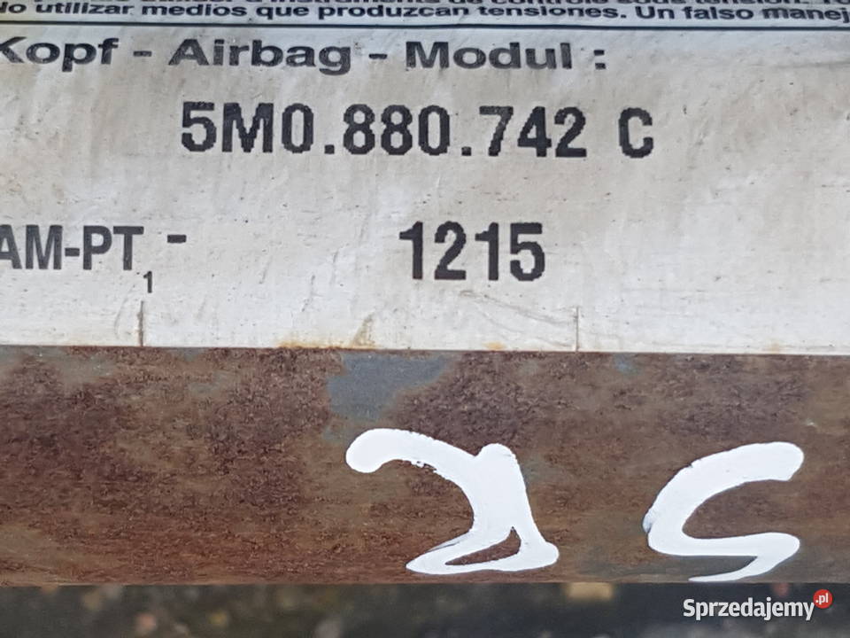 VW GOLF V PLUS KURTYNA POWIETRZNA AIR BAG Rok produkcji 2008