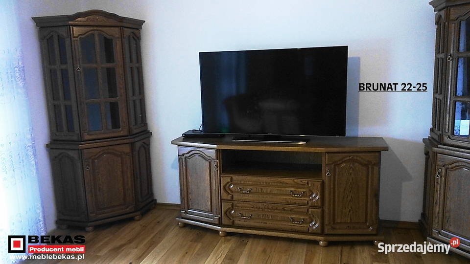 Stylowy Komplet Dębowy Witryna Naro Komoda RTV