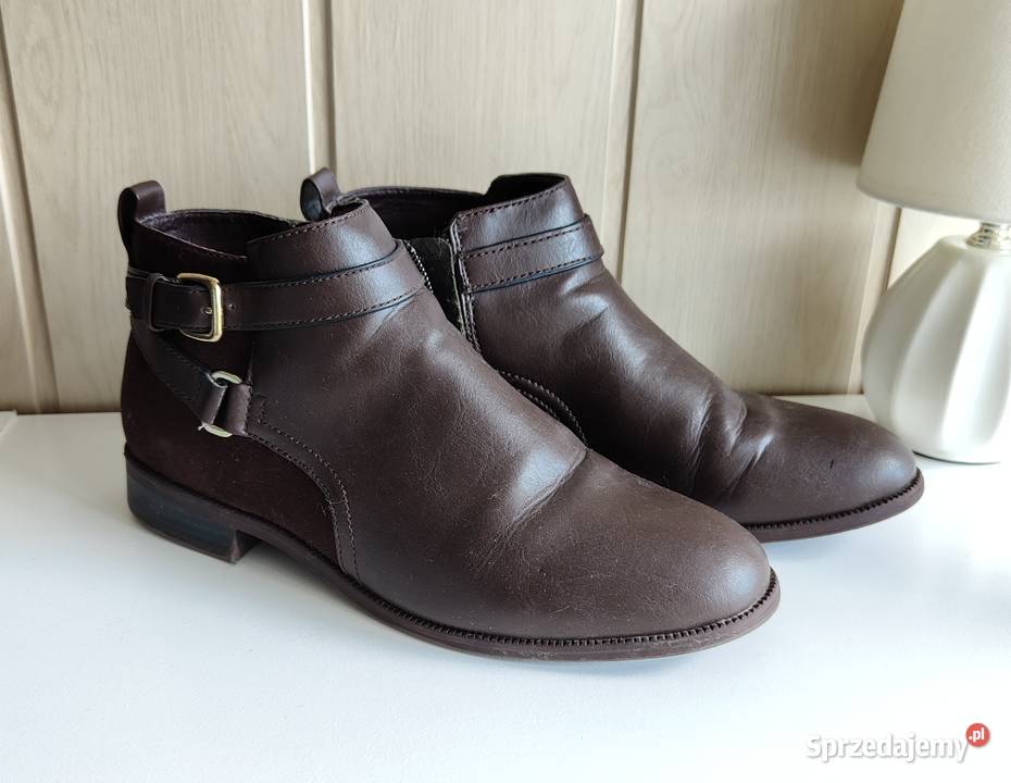 Krótkie brązowe botki HM 39 sztyblety buty H&M Szczecin