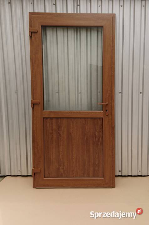 Drzwi zewnętrzne sklepowe złoty dąb 90x210 PCV Drzwi i okna Łabiszyn
