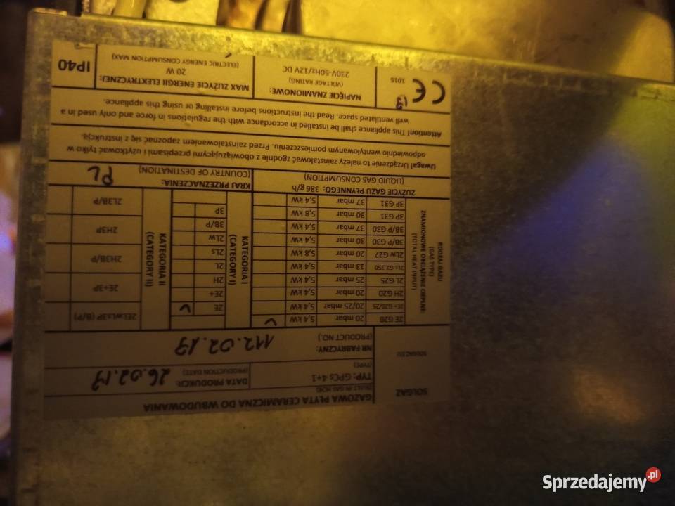 Nowa Płyta Gazowa SOLGAZ GPC 41 Faktura Gaz pod Zwierzyniec
