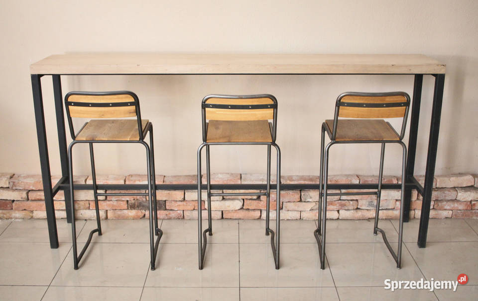 Drewniane hokery do jadalnisalonu metalowa rama
