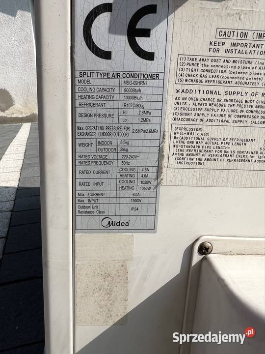 Klimatyzacja klimatyzator midea 25kw Podchybie