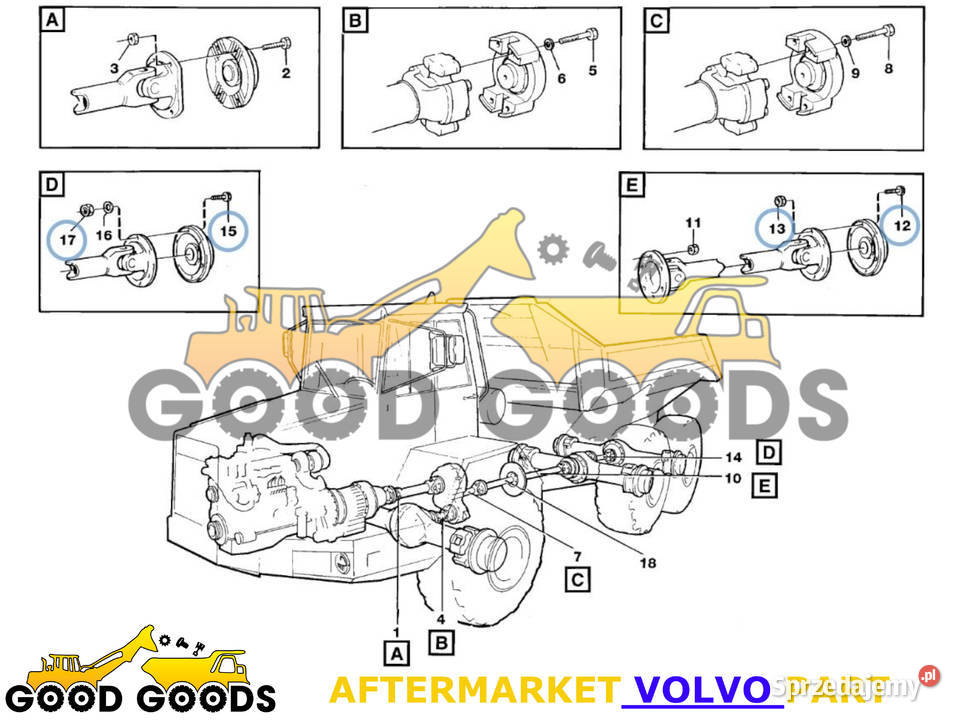 VOLVO ŚRUBA NAKRĘTKA WAŁU NAPĘDOWEGO 4970420 Części do maszyn budowlanych Władysławów
