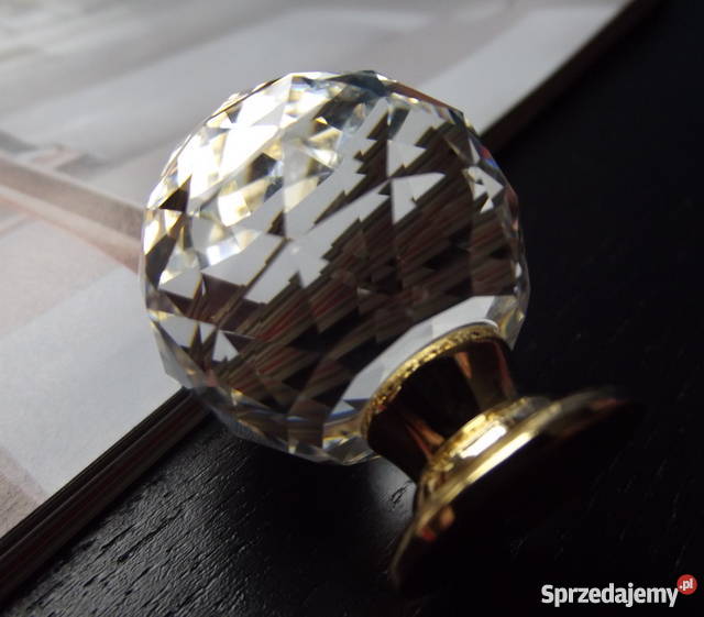 Uchwyt do mebli kryształowy złoto gałka do mebli 3.8cm