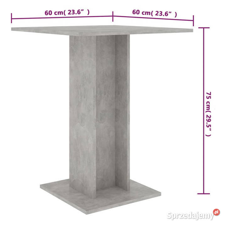 Stolik bistro szarość betonu 60x60x75 WM802106 mazowieckie Warszawa