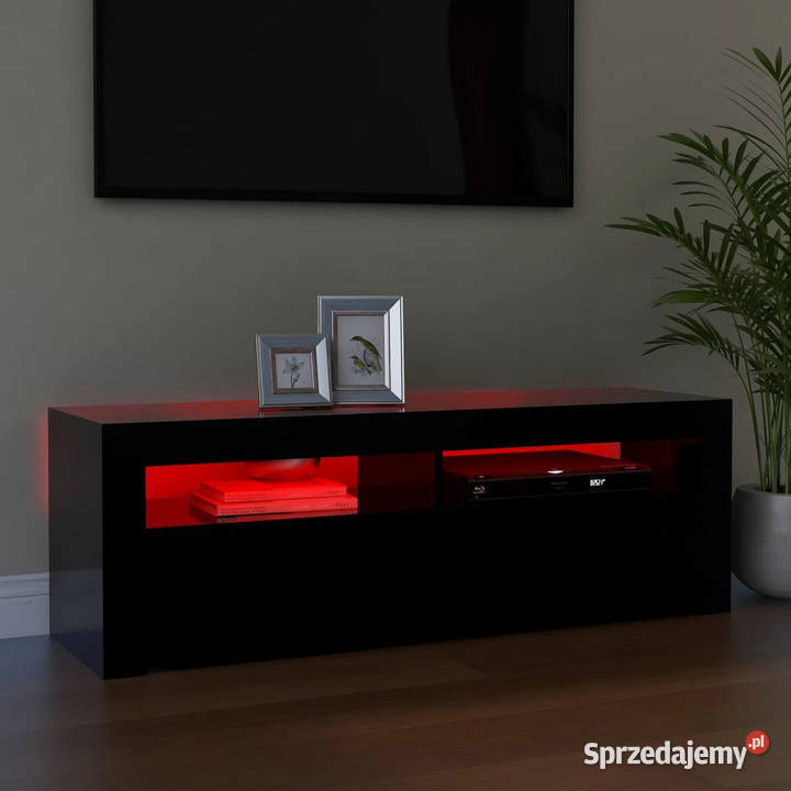 Szafka pod TV z oświetleniem LED czarna Warszawa