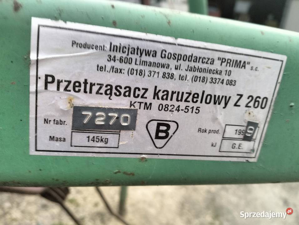 Sprzedam przetrząsacz karuzelowy Zgrabiarki i przetrząsacze Czechy