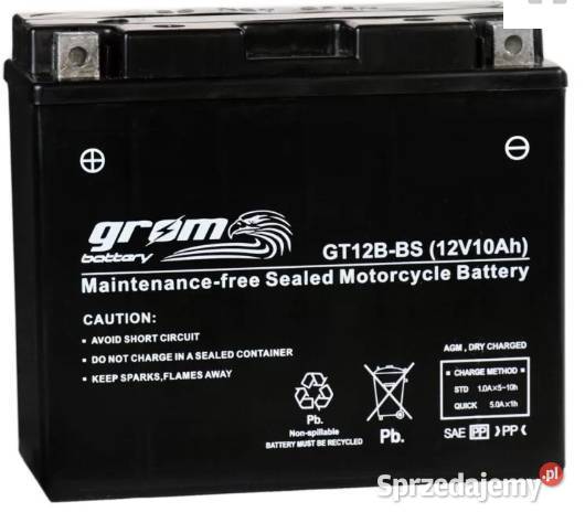 Akumulator motocyklowy GROM GT12BBS 12V 10Ah akumulatory Ostrowiec Świętokrzyski