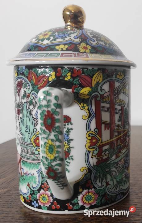 Famille Rose chiński kubek porcelanowy z Warszawa