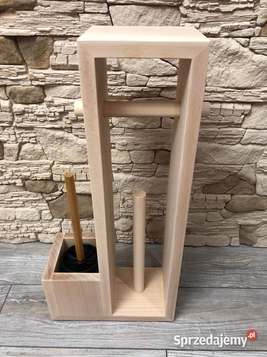 Drewniany stojak do łazienki na papier toaletowy Dębica