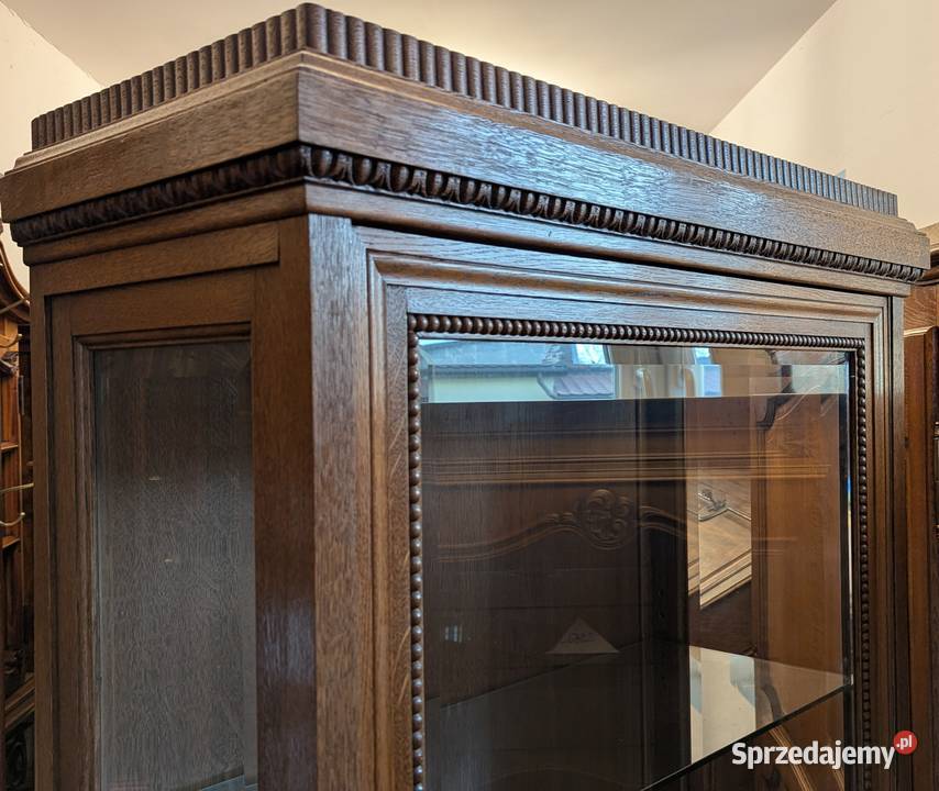 piękna dębowa witrynaserwantka secesyjnasklep Dąbrowa Górnicza