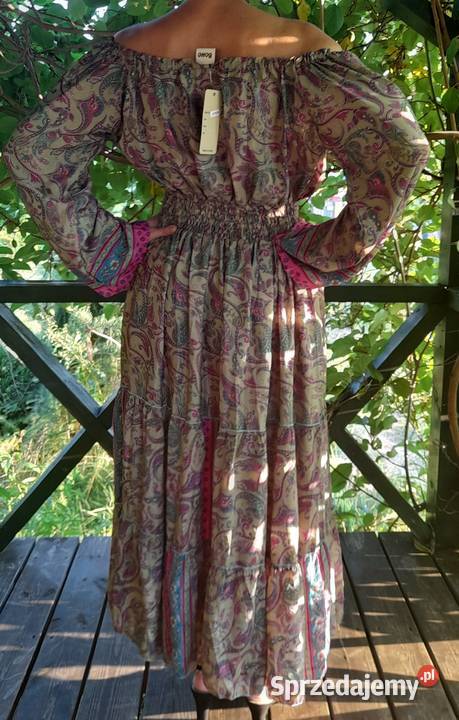 Sukienka boho 30 jedwab naturalny 9 kolorów duży czerwony Białystok