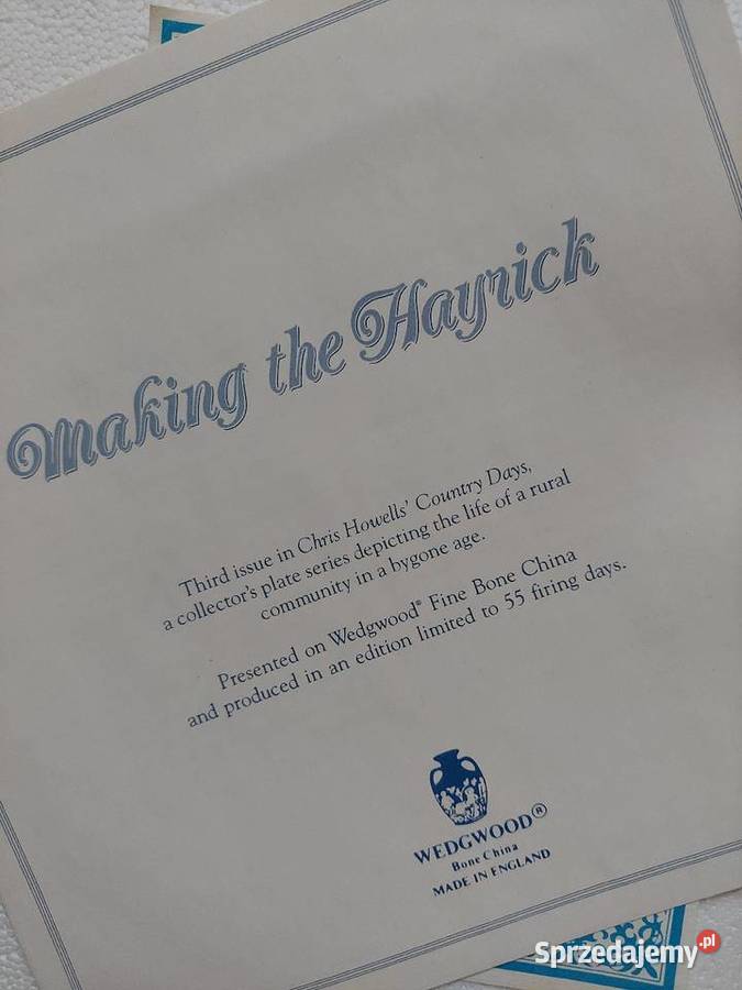 Kolekcjonerski talerz Weedgwood z certyfikatem Chełm sprzedam