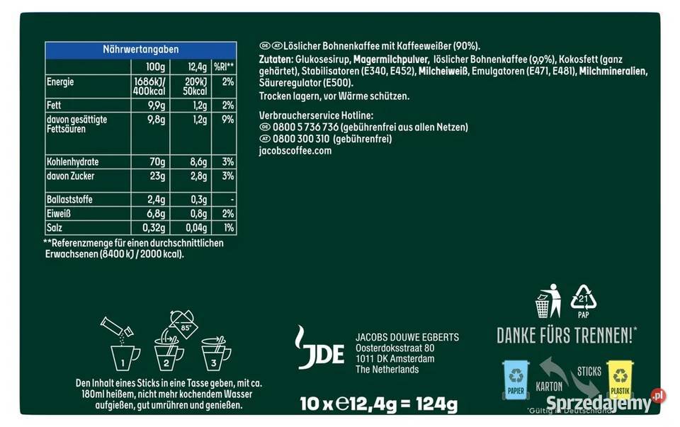 JACOBS 2w1 Klasyczna kawa rozpuszczalna 12 x 10 dolnośląskie Świdnica