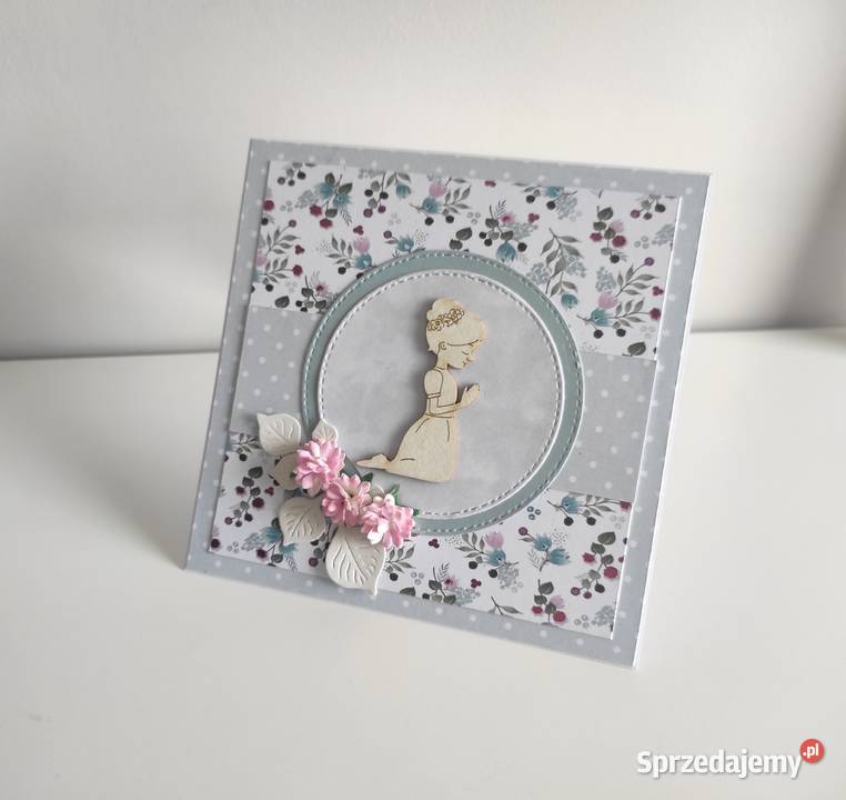 Kartka ręcznie robiona Komunia Święta handmade Łódź