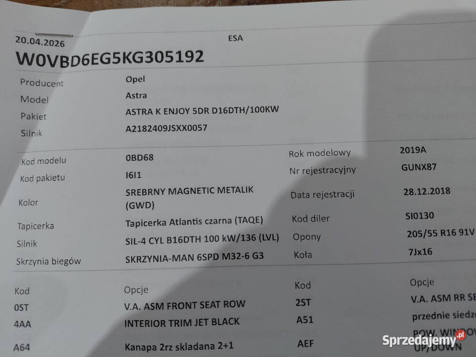 Astra K 16 CDTI z małym przebiegiem hatchback 4/5 Astra Nowe Miasto Lubawskie