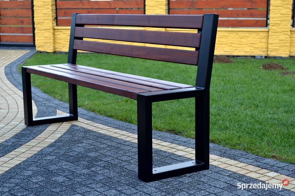 Ławka ogrodowa z oparciem miejska parkowa Ławki mazowieckie Białe Błoto