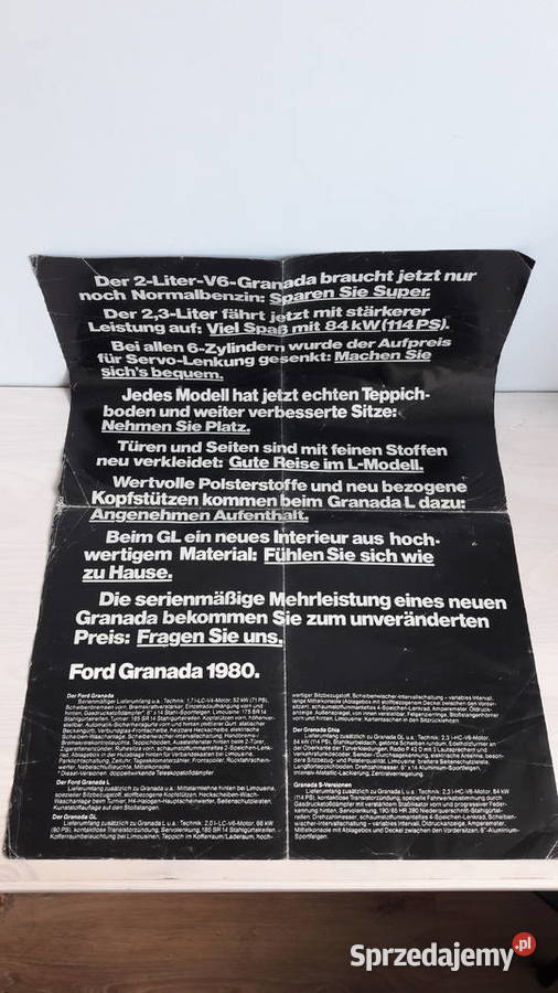 Prospekt rozkładowy Ford Granada 1980 Głuchołazy