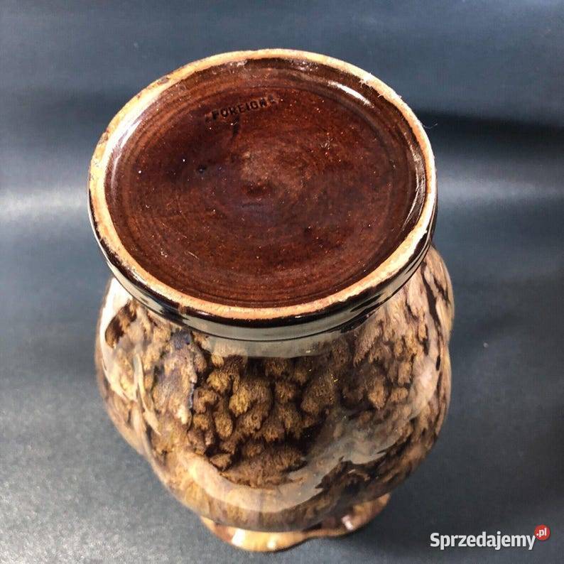 Piękny Wazon z brzowej ceramiki FOREIGN Vintycz Warszawa