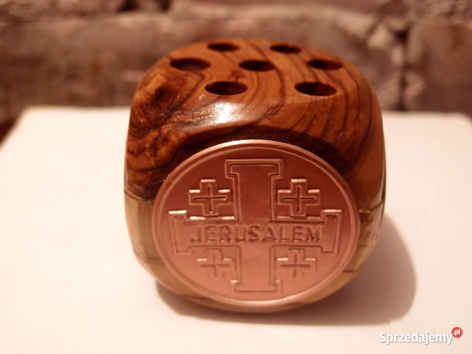 Pamiątka drewniana kostka Jarusalem Ziemia Łódź