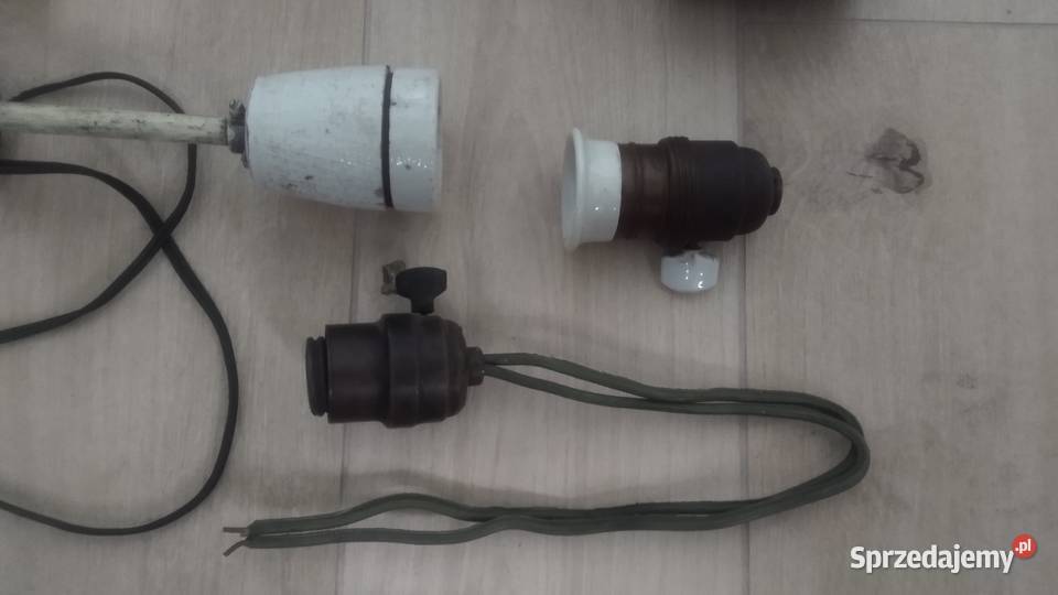 Oprawka żarówki ceramiczna mosiądz stara antyk Chorzów