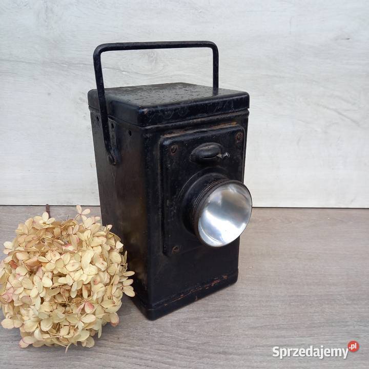 Stara lampa kolejowa wojskowa wypukła soczewka Pozostałe Antyki, Sztuka, Kolekcje Warszawa sprzedam