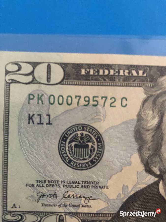 Banknot 20 dollars niski ciekawy numer Szczecin