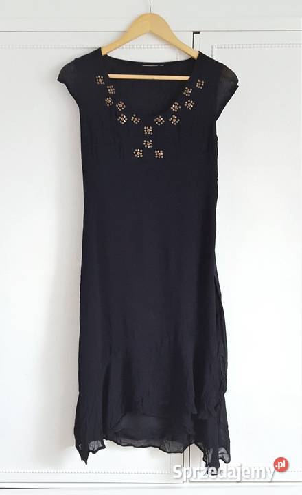 Sukienka vintage 38 M prosta lata 90te krepa Szczecin sprzedam