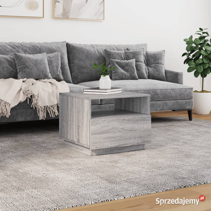 Stolik kawowy z LED szary dąb sonoma 50x49x40 Stoły Warszawa