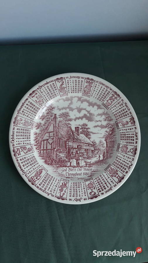 Talerz z kalendarzem i znakami zodiaku z 1986 Głuchołazy