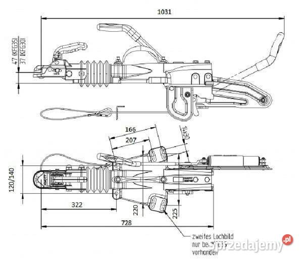 Zaczep z hamulcem najazdowym V KFG35D 203090001 Kamionna