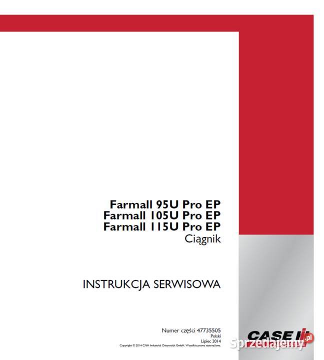Case Farmall 95U Pro EP Farmall 105U Pro EP Farmall 115U Pro EP instrukcja