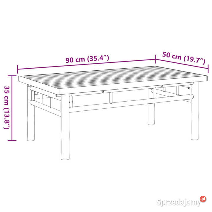 Stolik kawowy 90x50x35 bambusowy WM366469 Warszawa