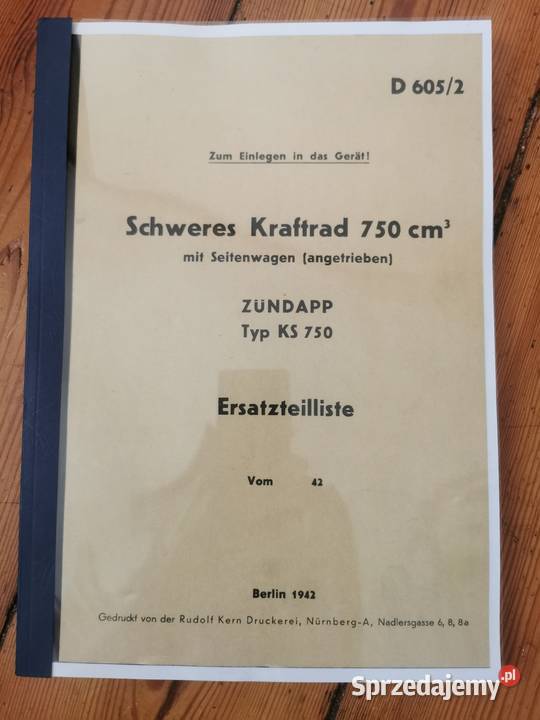 Katalog części Ersatzteilliste Zundapp KS 750 Lębork