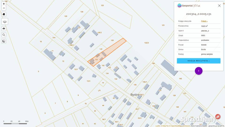 3511m Działki z domem budynki wolnostojący podlaskie Bystre