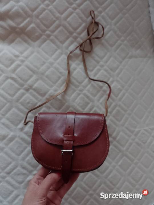Real Leather Mała skórzana torebka listonoszka z brązowy/beżowy Kraków