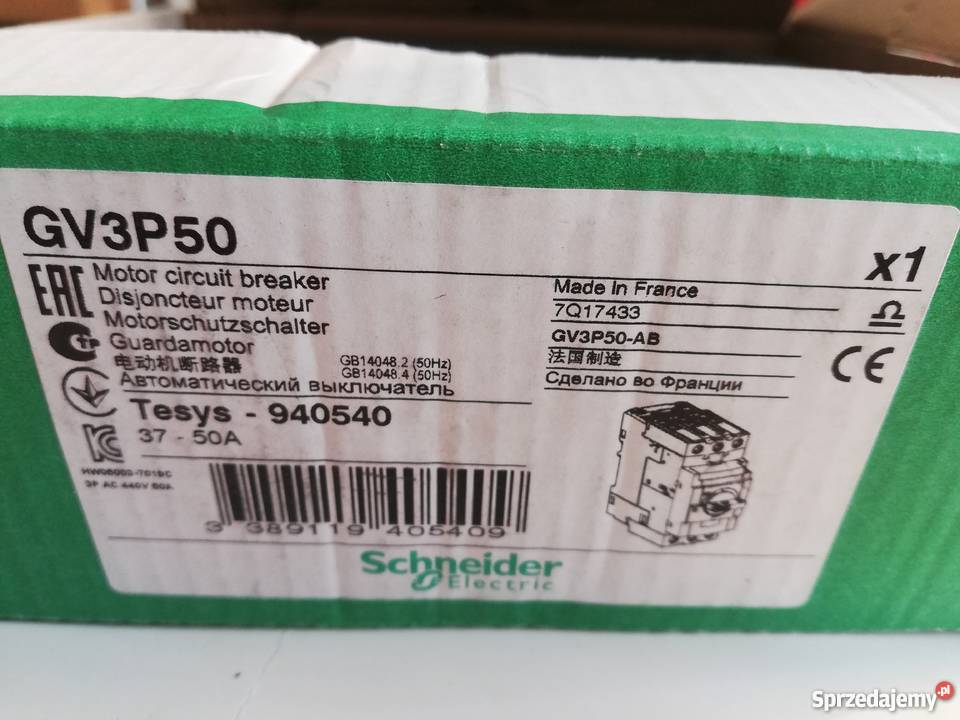 Wyłącznik silnikowy GV3P50 3750A Schneider Dąbrowa Górnicza sprzedam