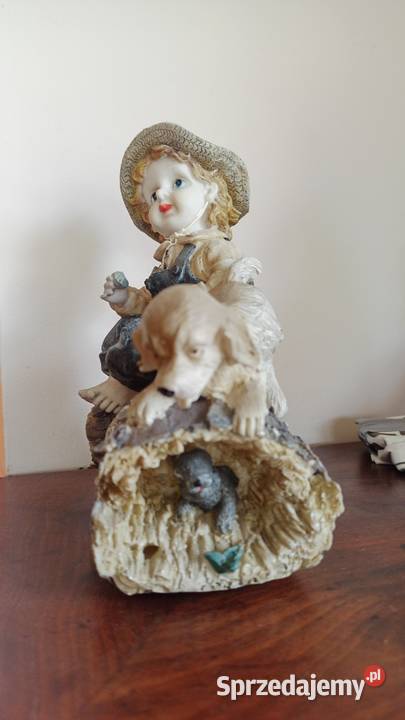 Figurka chłopca z psem Biskwitowa Piękna scenka Gdańsk sprzedam