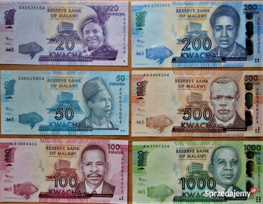 MALAWI 2012komplet 6 banknotów UNC wysyłka Numizmatyka pomorskie