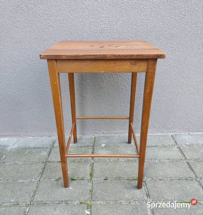 Stary stolik podręczny mały intarsjowany drewno Tczew