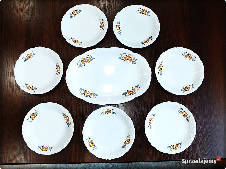 Zestaw Talerzyk 6 Półmisek Fabryka Porcelany Talerze i talerzyki lubuskie Żary