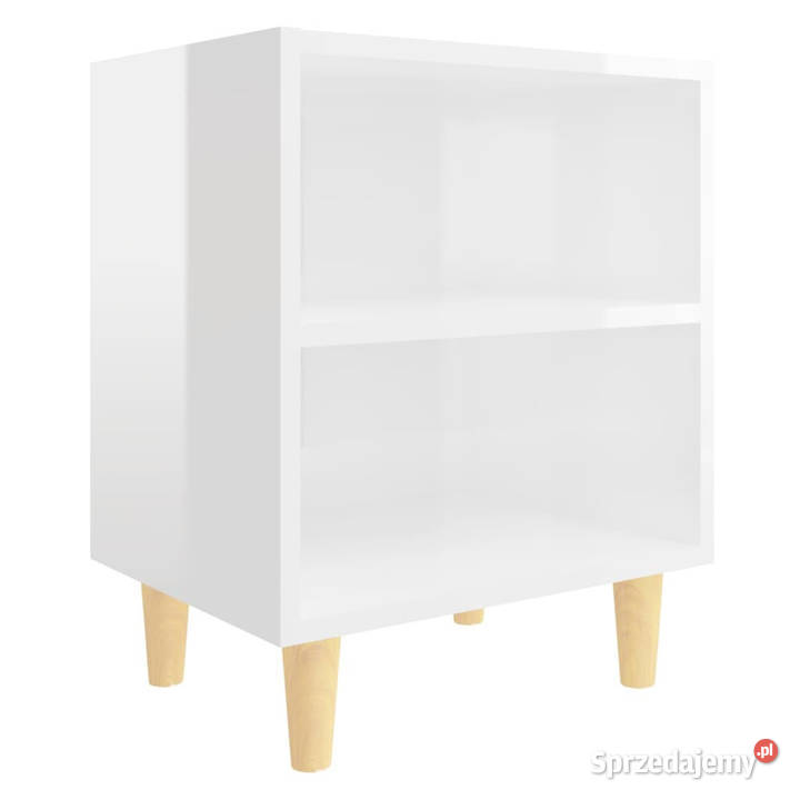 2 szafki nocne z drewnianymi nóżkami białe sprzedam