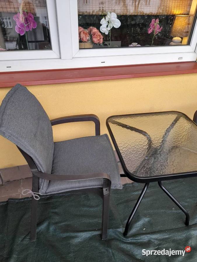 Stolik balkonowy plus 2 krzesla czarny Radom