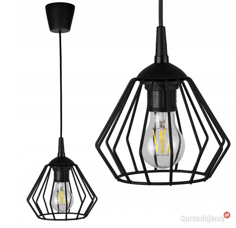 LAMPA WISZĄCA DIAMENT LOFT RETRO Czarna Polska